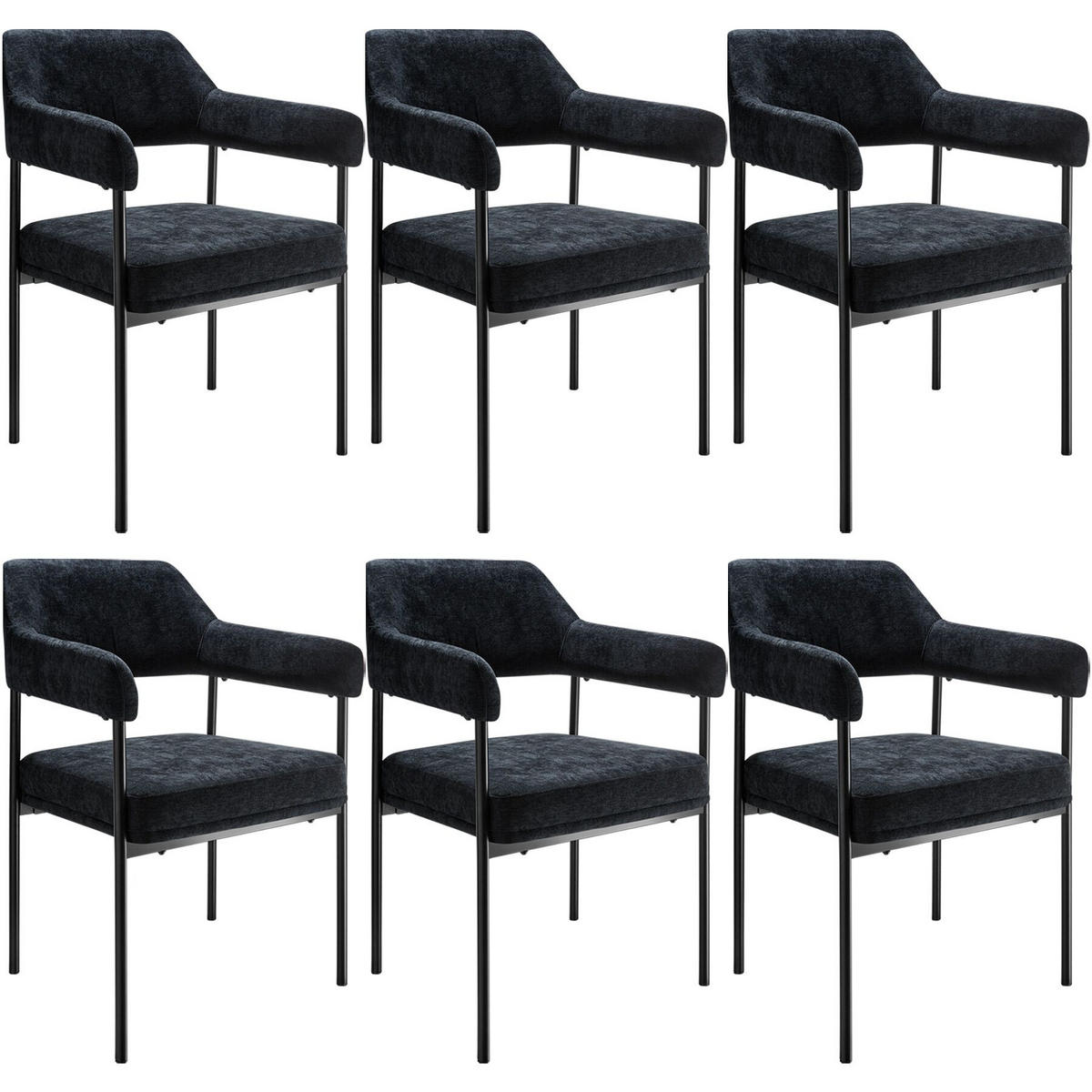 ARMLEHNSTUHL 6er Set Doé 58 x 62 x 85 cm Webstoff schwarz/schwarz - Schwarz, Textil (58/85/62cm) - tectake
