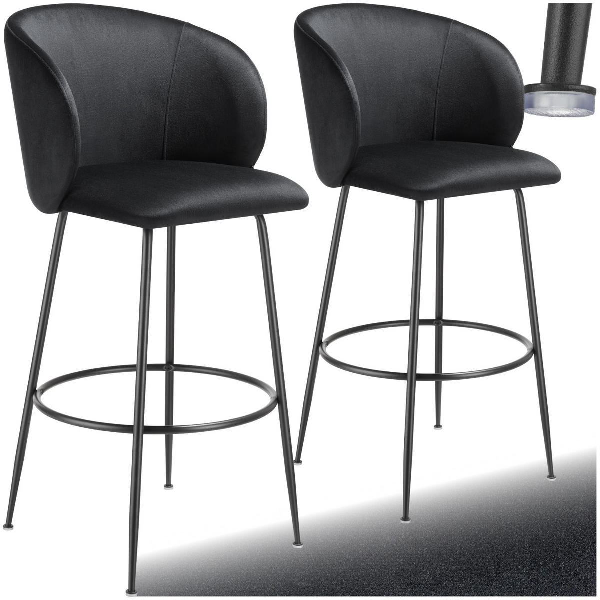 BARSTUHL Luana,51 x 60 x 106 cm, Belastbarkeit 120 kg,schwarz/schwarz - Schwarz, Kunststoff (51/106/60cm) - tectake