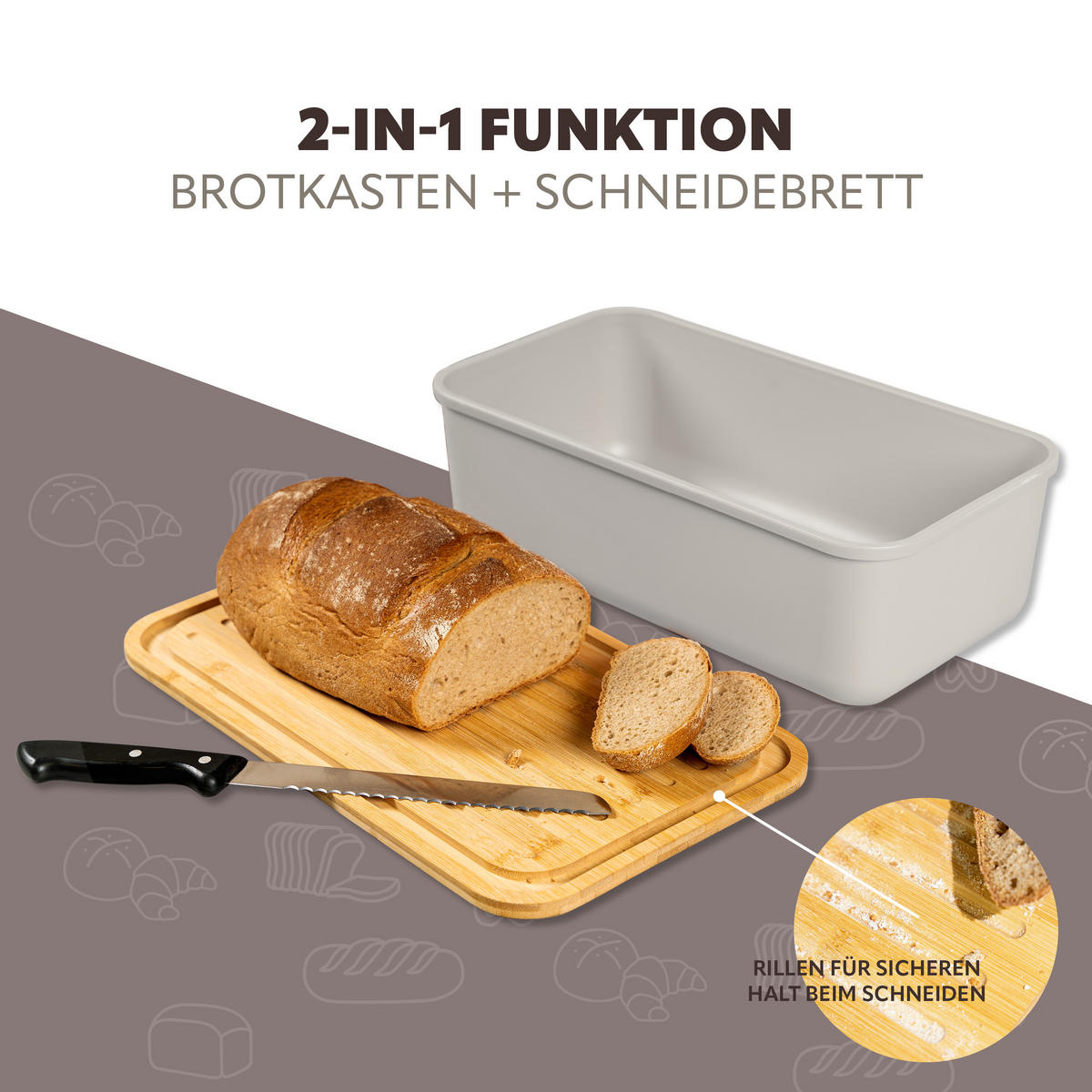 BROTKASTEN, grau - Hellgrau, Kunststoff (40/12.5/23cm) - bremermann
