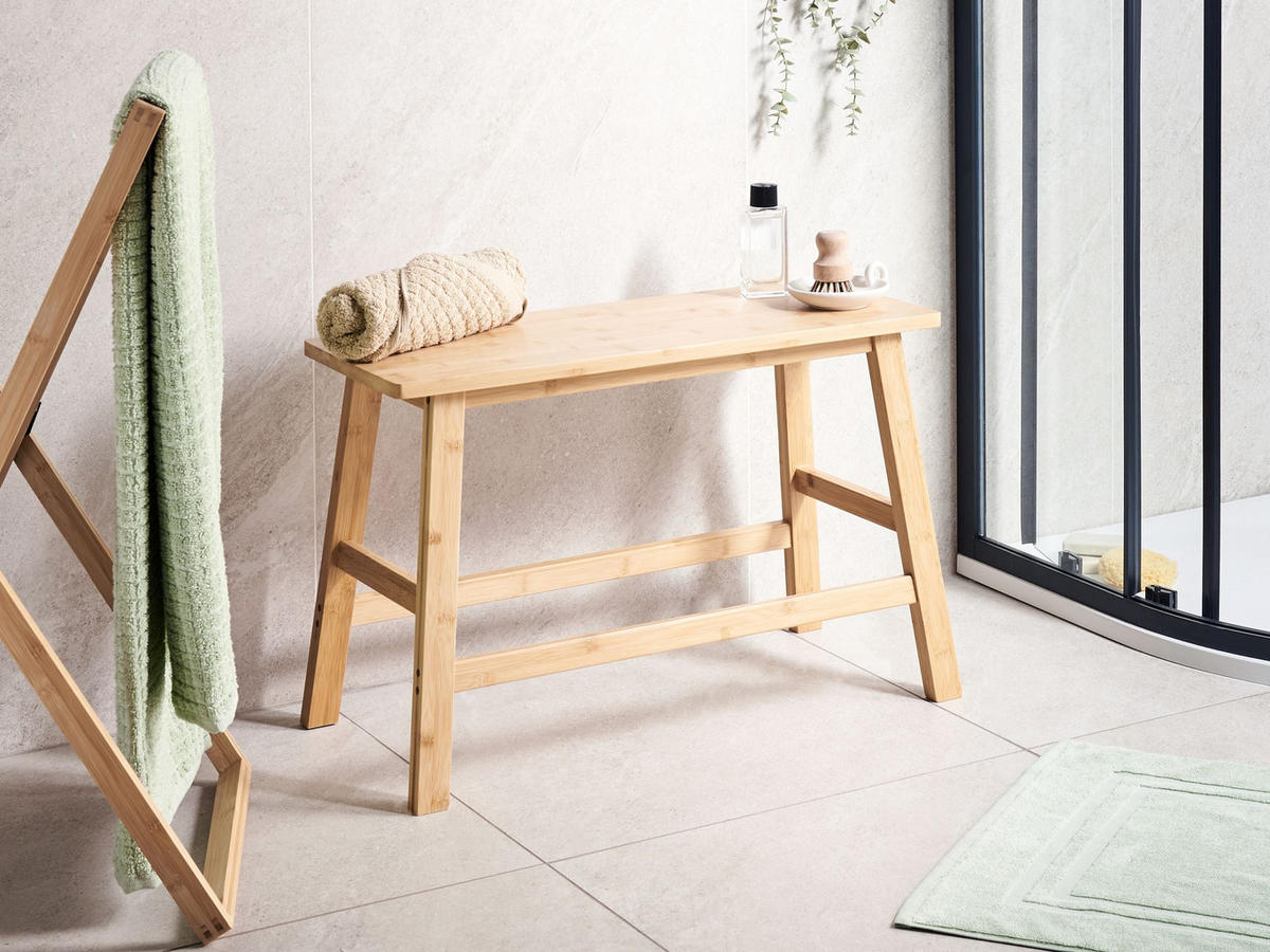 BADEZIMMERBANK Bambus Hellbraun Iguazu - Braun, Holz (70/46/33cm) - Beliani