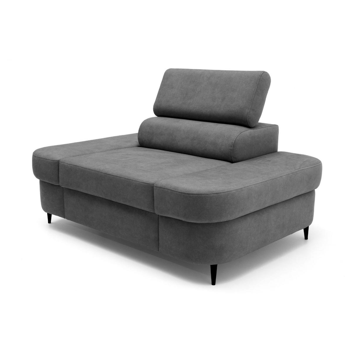 SESSEL PRIAM mit verstellbare Kopfstütze Velours Dunkelgrau - Dunkelgrau/Schwarz, Holz/Textil (145/97/105cm) - Muffo