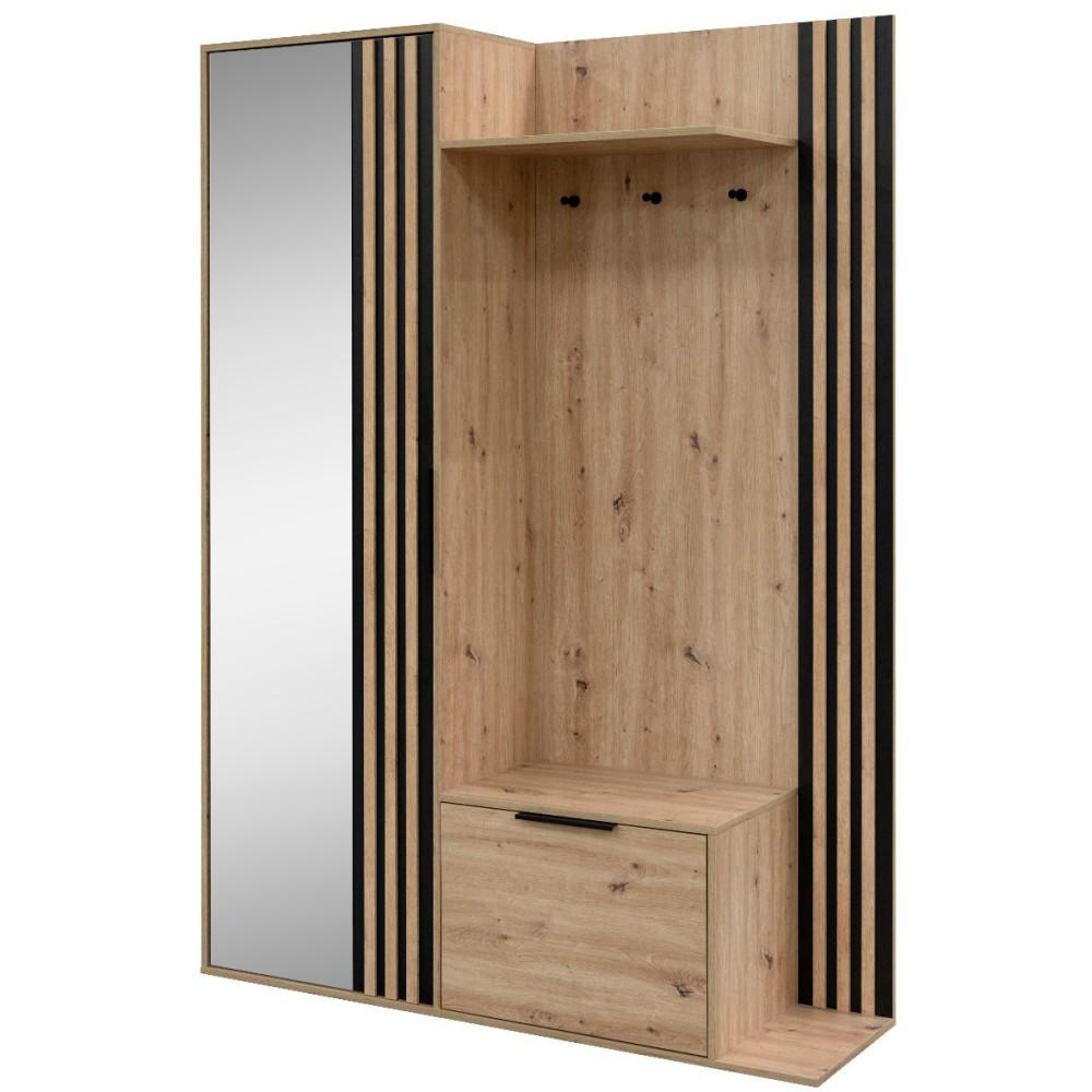 GARDEROBENSCHRANK Aria mit Spiegel und 2 Türen, eiche Artisan - Eiche Artisan, Holzwerkstoff (140/200/40cm) - Beautysofa