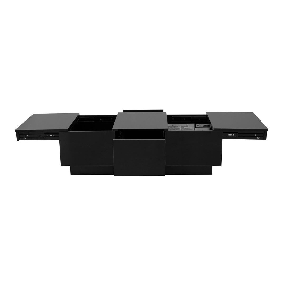 COUCHTISCH aus Spanplatte 100x31x50 cm Schwarz mit Schiebefächern und Schubladen, pflegeleichte Hochglanz-Oberfläche - Schwarz, Holzwerkstoff (100/50/23.5cm) - Modfu