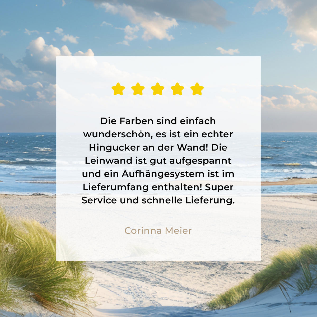 LEINWANDBILD Aussicht - Strand - Fenster - Dünen - Meer 90x90 cm - Hellblau, Textil (90/90cm) - MuchoWow