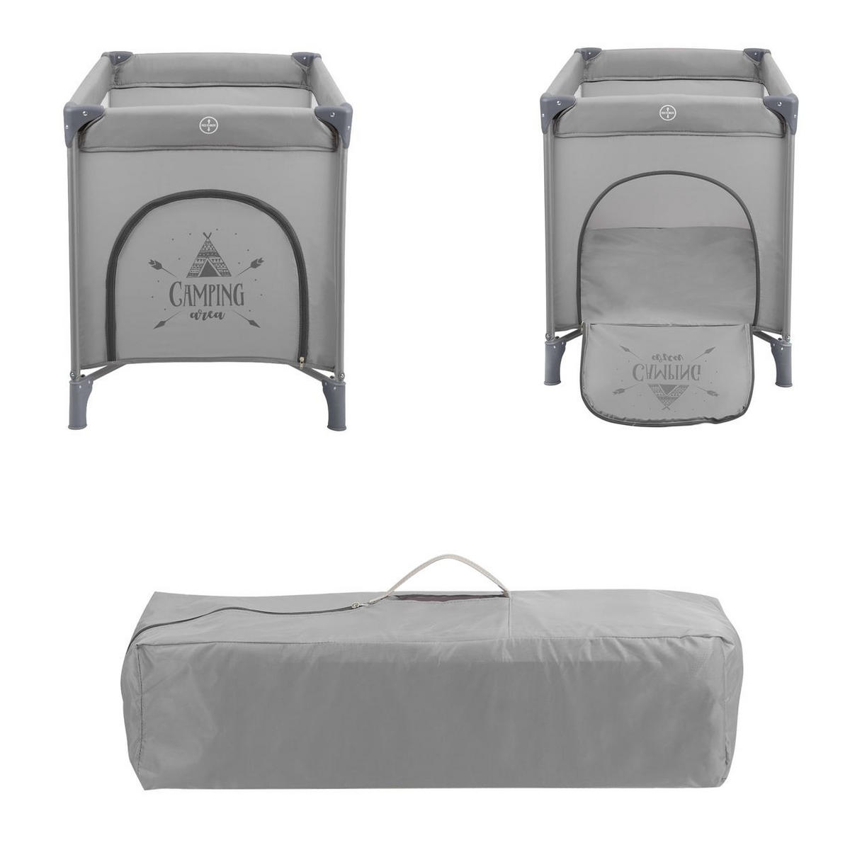 REISEBETT So Gifted dunkelgrau 2 Ebenen Matratze, Tragetasche, Öffnung - Grau, Metall (65/125cm) - Kikka boo