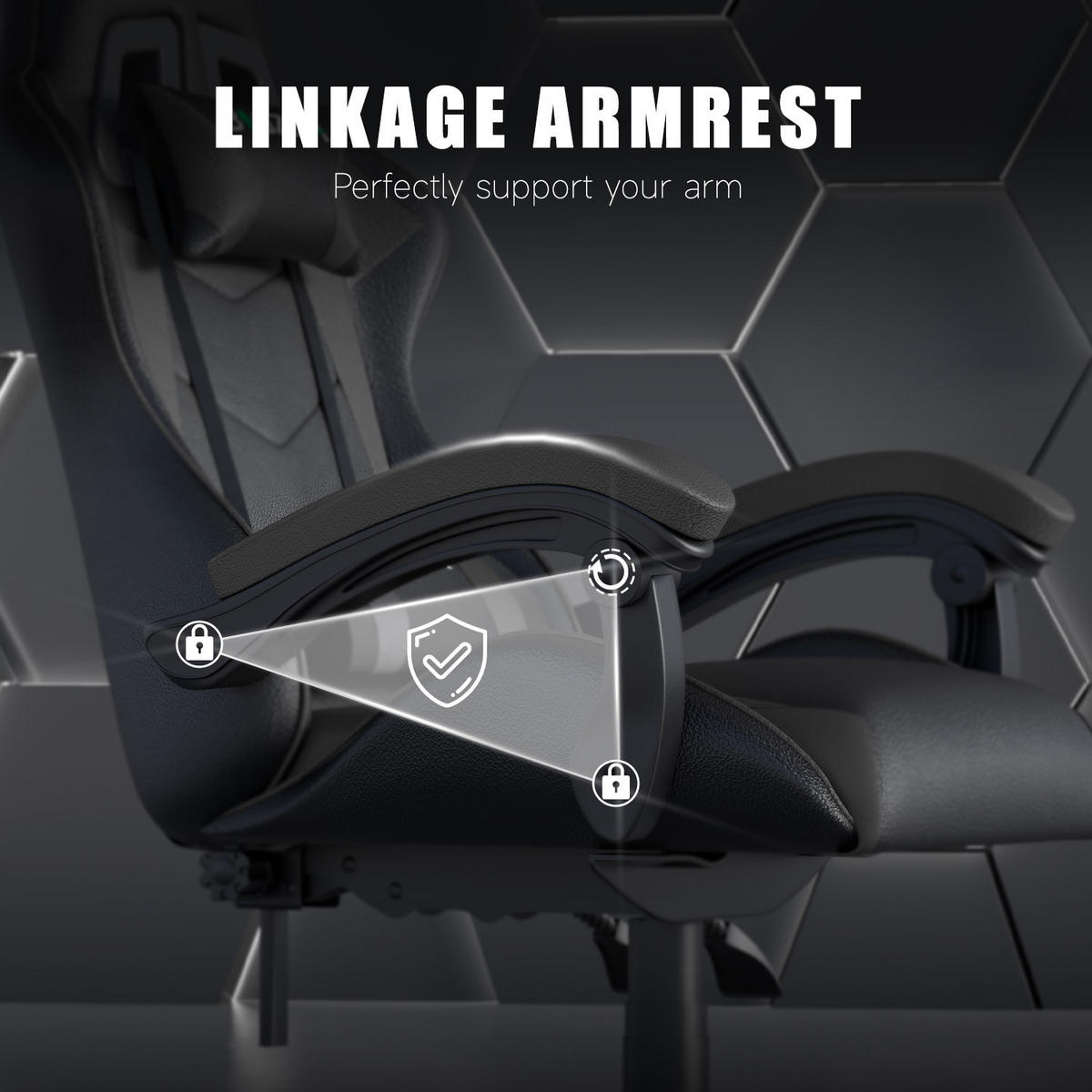 GAMINGSTUHL Schwarz-Grau ergonomisch Kunstleder verstellbar - Grau, Leder (29/59/79cm) - Rattrix