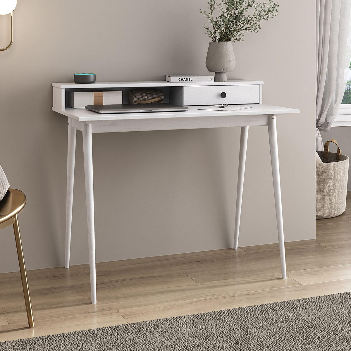 SCHREIBTISCH MALINA weiß - Weiß, Holz (54/100/86cm) - IDIMEX