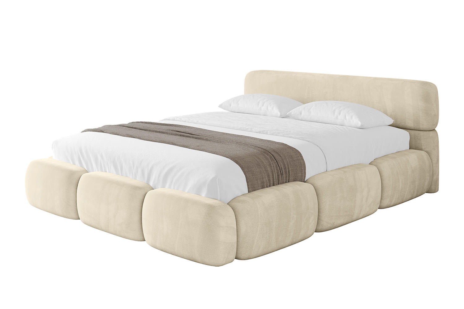 POLSTERBETT mit Bettkasten und Lattenrost, Boxbett ohne Matratze - ELVA-v1 180x200 Beige - Beige, Holzwerkstoff/Textil (180/200cm) - ALTDECOR
