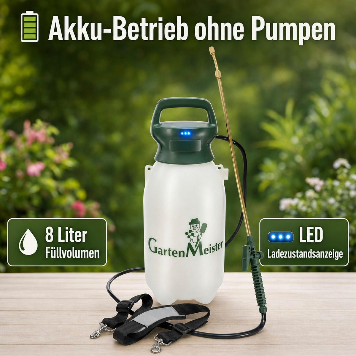 AKKU-SPRÜHGERÄT Li-Ionen 8 Liter 'GM ASL 8' - Ahornfarben, Kunststoff (21/21/51cm) - Westfalia