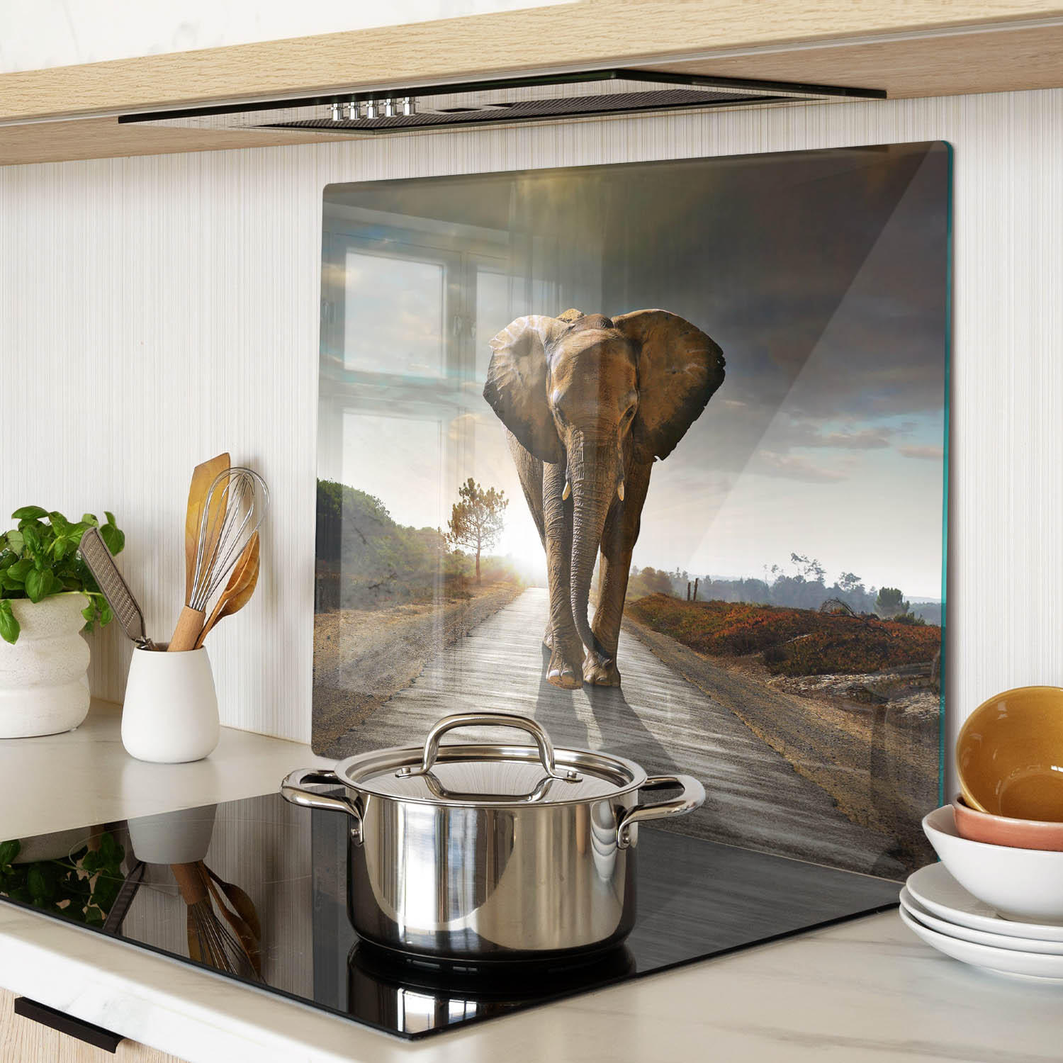 GLASPLATTE 60x52 cm Elefant - Braun, Glas (60/0.4/52cm) - TULUP