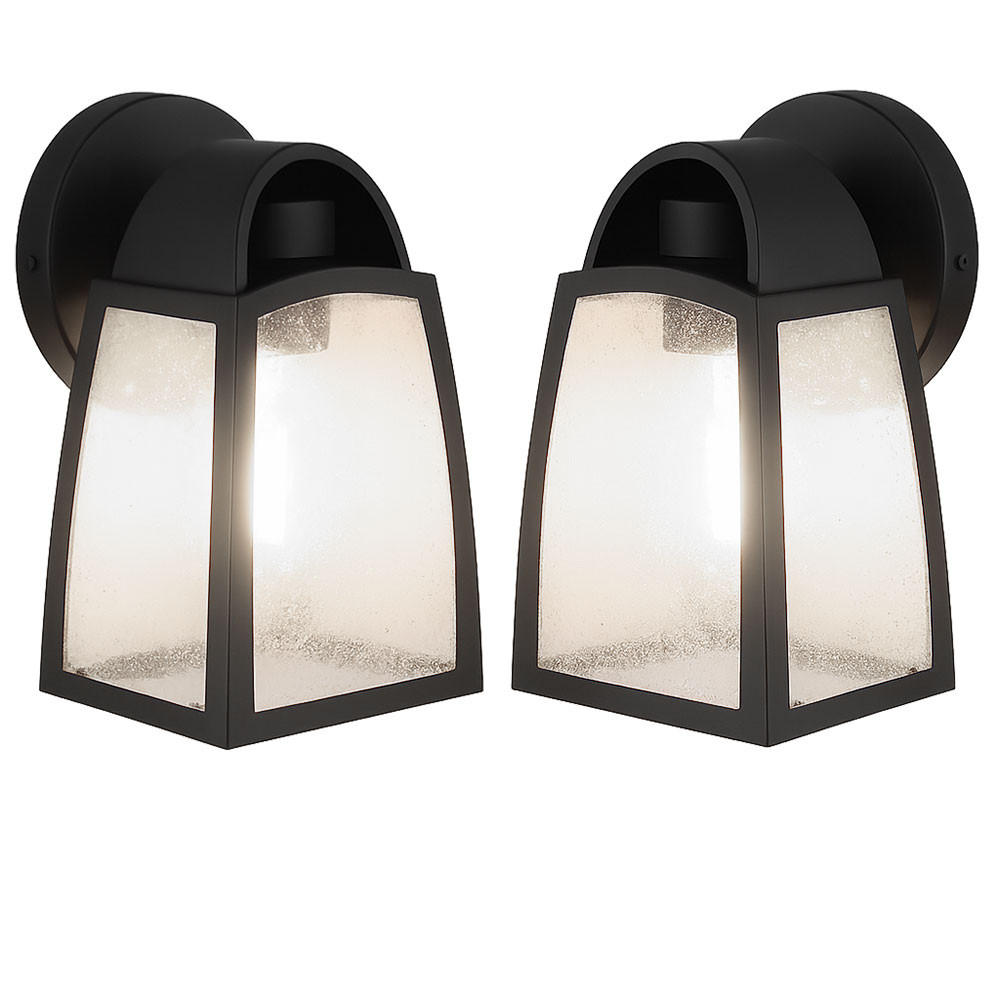LED AUSSEN WANDLEUCHTE ALU Glas Schwarz 2er Set - Schwarz, Glas (20/12/12cm)