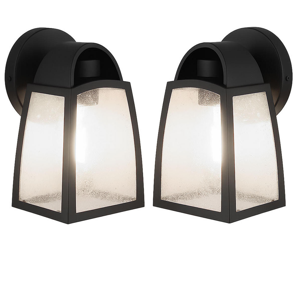 LED AUSSEN WANDLEUCHTE ALU Glas Schwarz 2er Set - Schwarz, Glas (20/12/12cm)