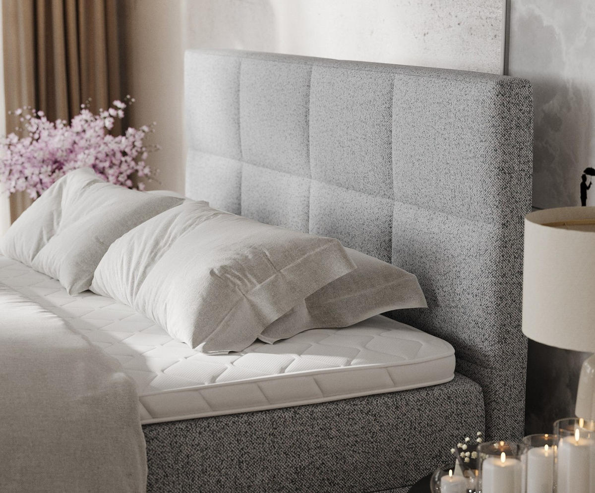 BOXBETT Velto 200/200 cm Grau im Riva Stoff - Schwarz/Grau, Holz/Holzwerkstoff (200/200cm) - AltaBeds