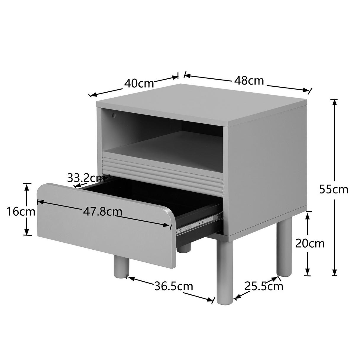 NACHTKOMMODE - Teilmassivholz - Eichefarben, Holz/Holzwerkstoff (48/55/40cm) - home24