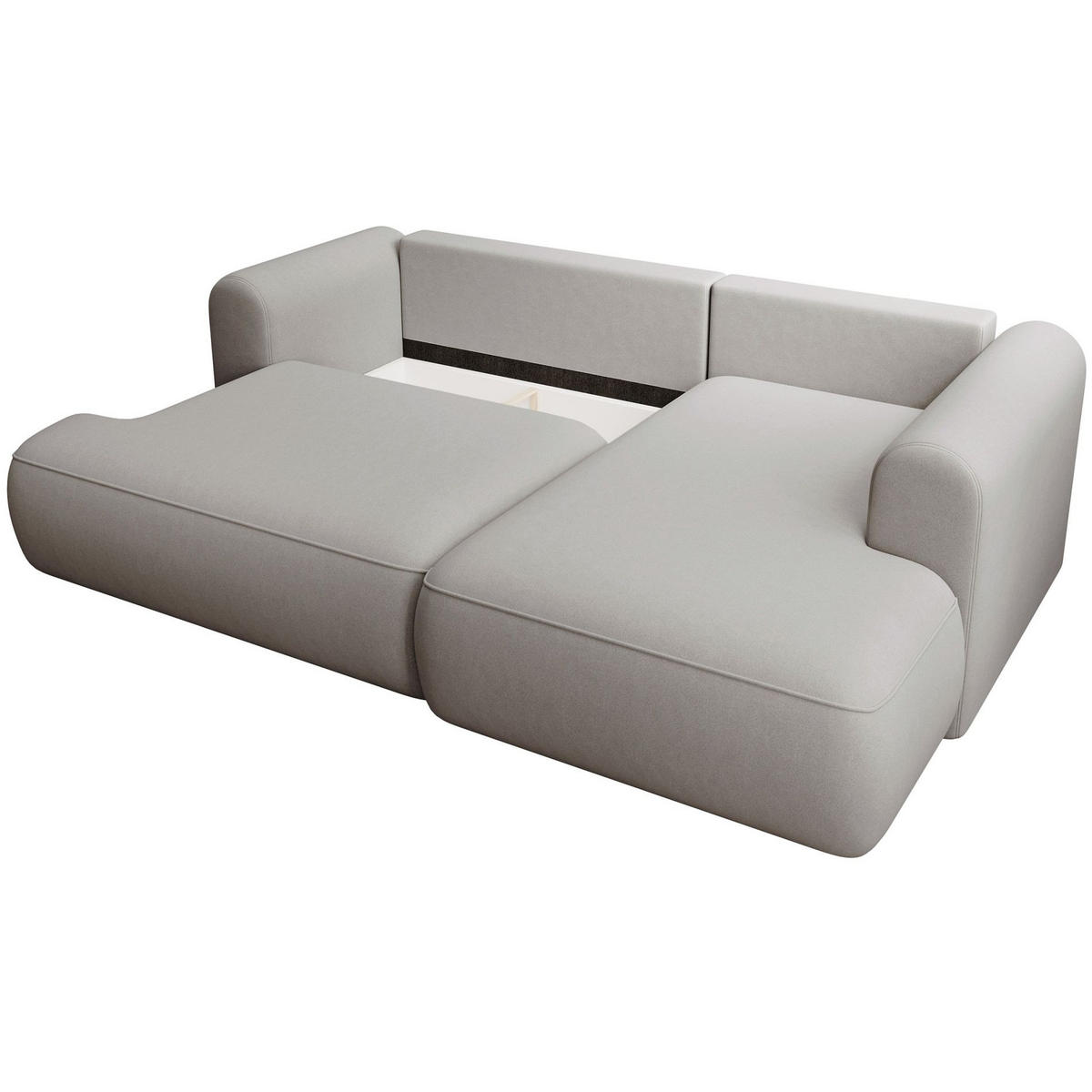 ECKSCHLAFSOFA Ovo Mini Grau Easy-Clean-Samtbezug - Schwarz/Grau, Kunststoff/Textil (156/238cm) - Selsey