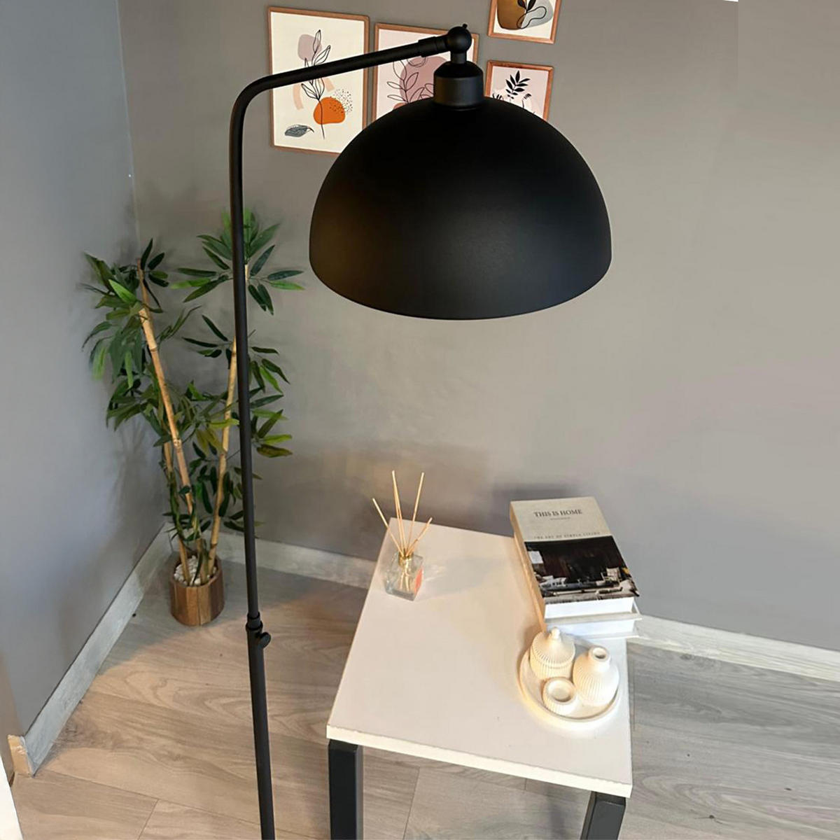 STEHLAMPE Norek - Schwarz, Metall (37/37/170cm) - Bamyum
