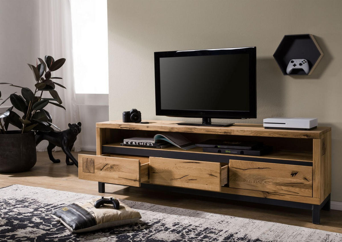 TV-BOARD Wildeiche 170x40x56 natur geölt VILLANDERS #114 - Naturfarben, Holz (170/56/40cm) - Massivmoebel24