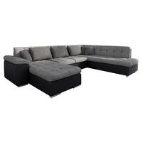 WOHNLANDSCHAFT Niko Bis Lux, Seite: Links - Schwarz, Holz/Textil (348/76/205cm) - MIRJAN24