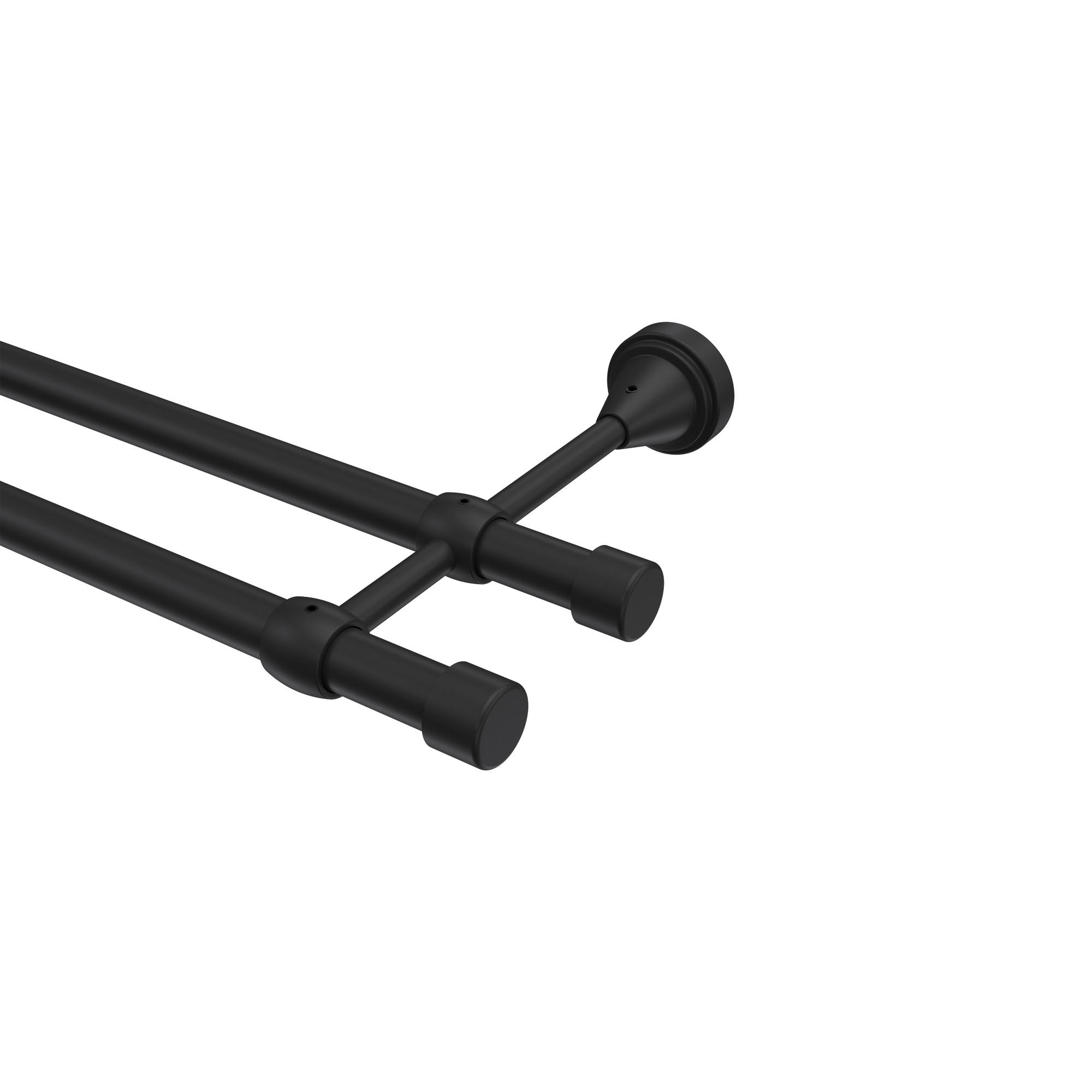 GARDINENSTANGE Primus Lucan 240 cm (geteilt in 2 x 120 cm), 2-läufig (ohne Ringe), 16 mm Ø Schwarz - Schwarz, Metall (240cm) - INTERDECO