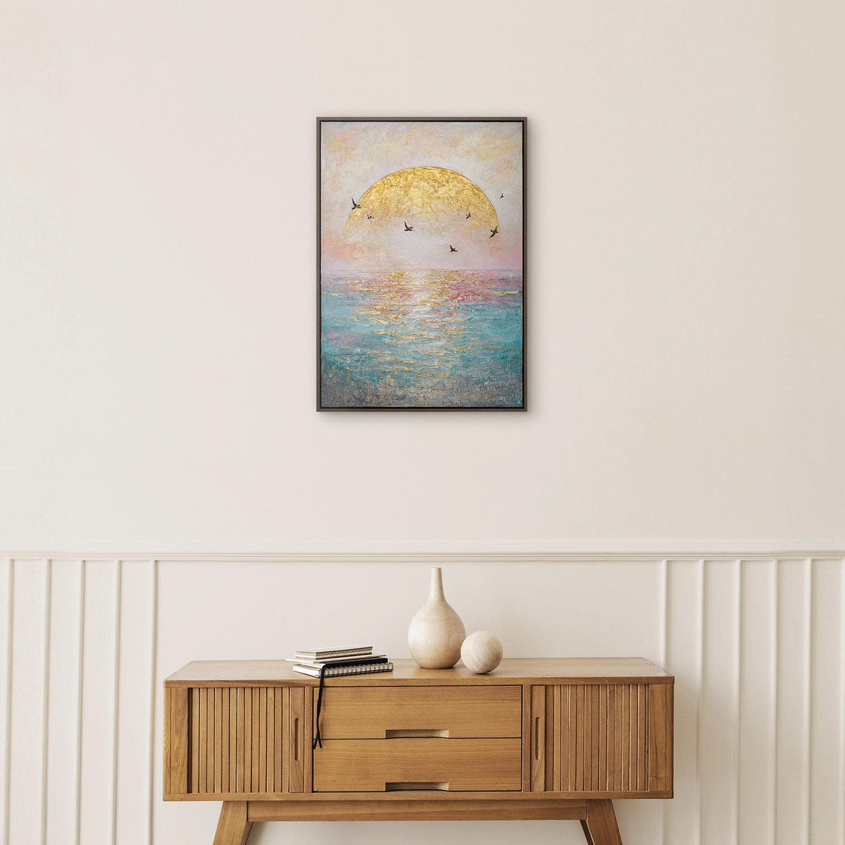 GEMÄLDE Sonnenuntergang Schattenfugenrahmen Grau 70x50 cm - Grau, Holz (70/50cm) - YS-art gallery