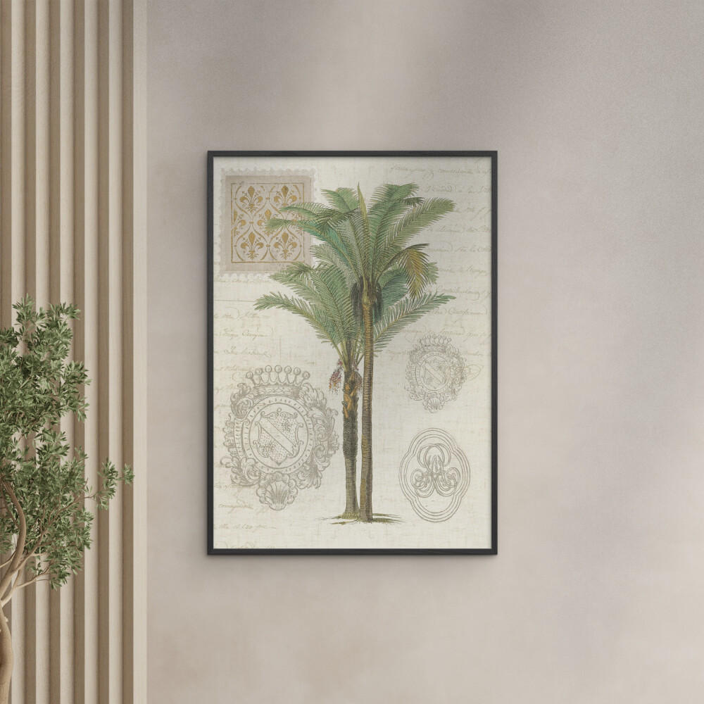 POSTER mit Rahmen Wild Apple - Vintage Palm Study II - Schwarz/Grün, Holz/Papier (30/40cm) - Poster&Frame