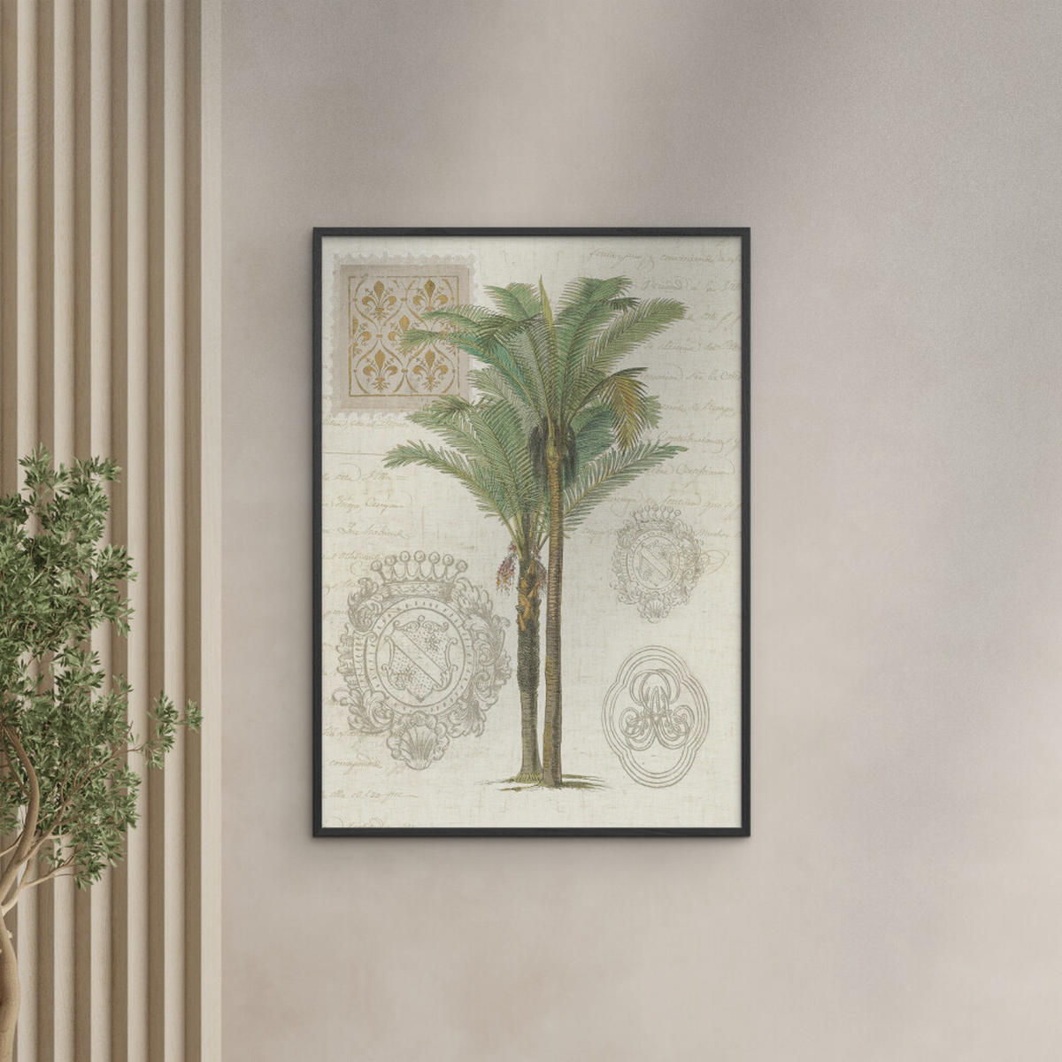 POSTER mit Rahmen Wild Apple - Vintage Palm Study II - Schwarz/Grün, Holz/Papier (30/40cm) - Poster&Frame