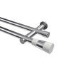 GARDINENSTANGEN-SET Platon Tanara 100 cm, 2-läufig (ohne Ringe), 20 mm Ø Chrom - Chromfarben/Weiß, Metall (100cm) - INTERDECO