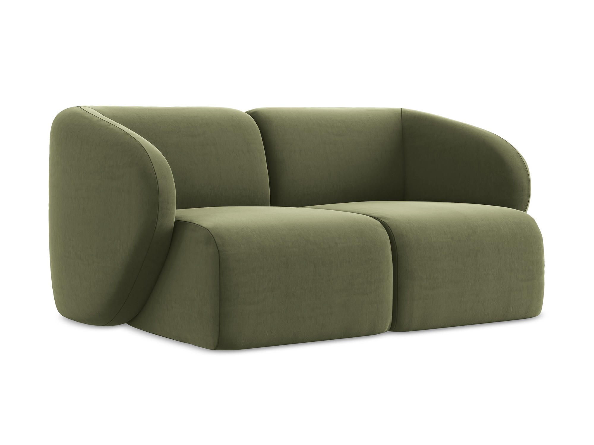 2-SITZER-SOFA Samt Stoff Grün - Schwarz/Olivgrün, Holzwerkstoff/Kunststoff (174/75/94cm) - Makamii