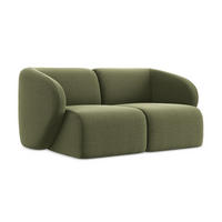 2-SITZER-SOFA Samt Stoff Grün - Schwarz/Olivgrün, Holzwerkstoff/Kunststoff (174/75/94cm) - Makamii
