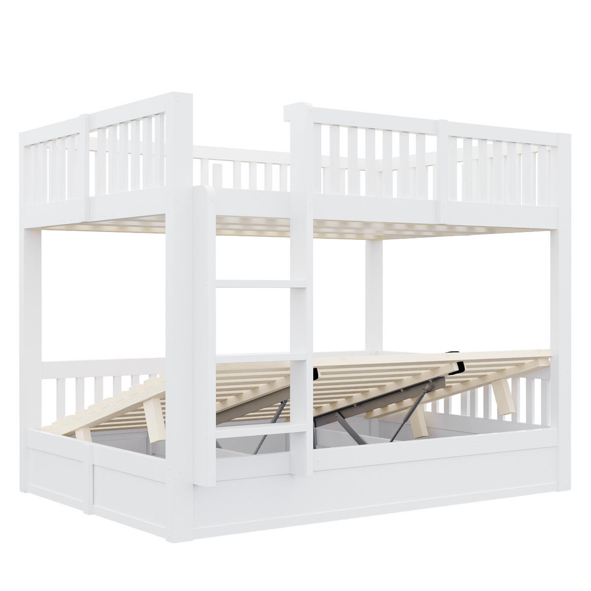 KINDER-ETAGENBETT 140*200 aus Massivholz mit Stauraum, Weiß - Weiß, Holz (140/200cm) - FLIEKS