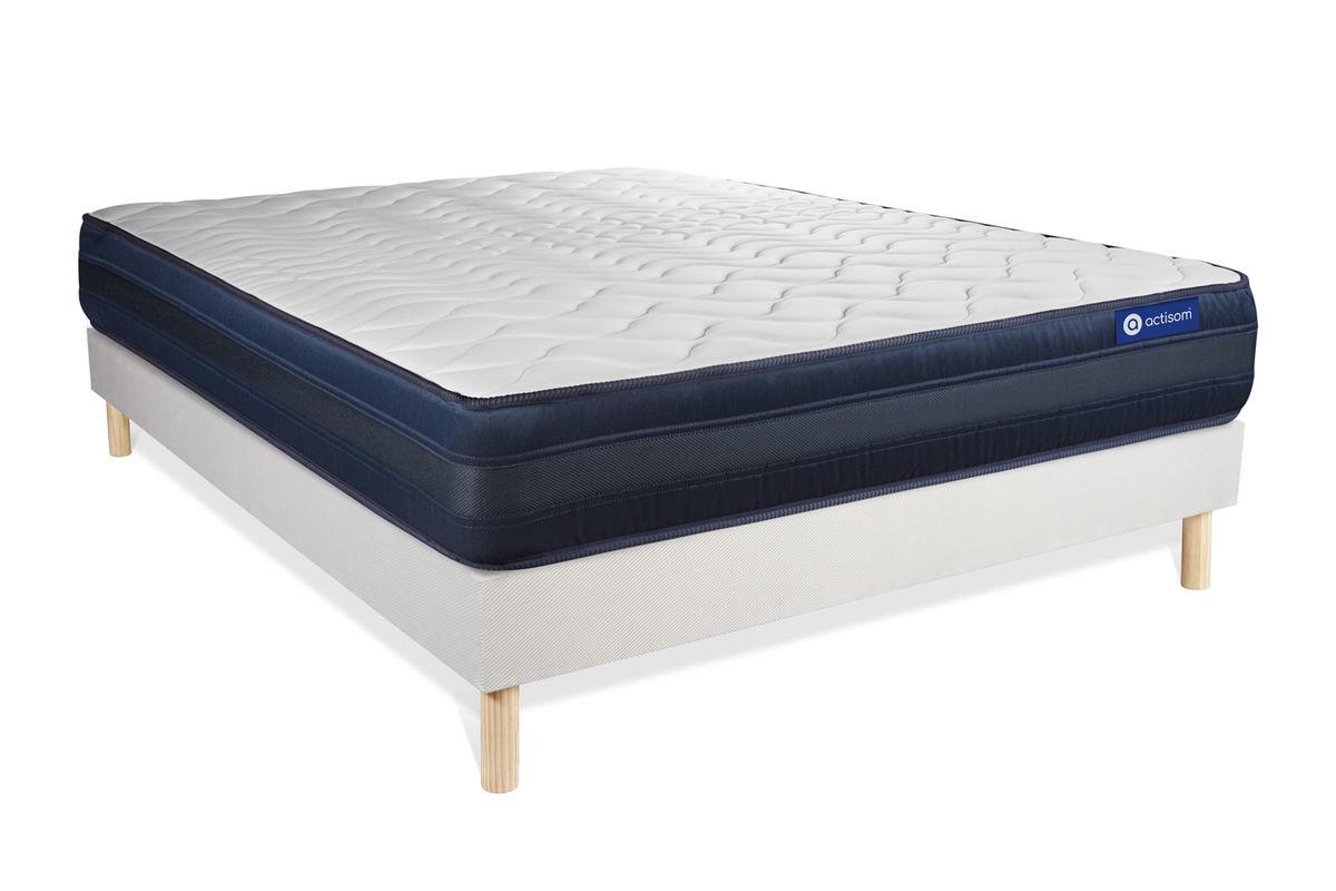 BETT Actimemo tech Memory-Schaum 180 x 220 cm h4 - Kit Bettgestell Weiß - Beige/Weiß, Karton/Holz (180/220cm) - ACTISOM