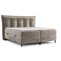 BOXBETT Las Palmas 140/200 cm Beige im Lotta Stoff - Beige/Schwarz, Holz/Holzwerkstoff (140/200cm) - AltaBeds