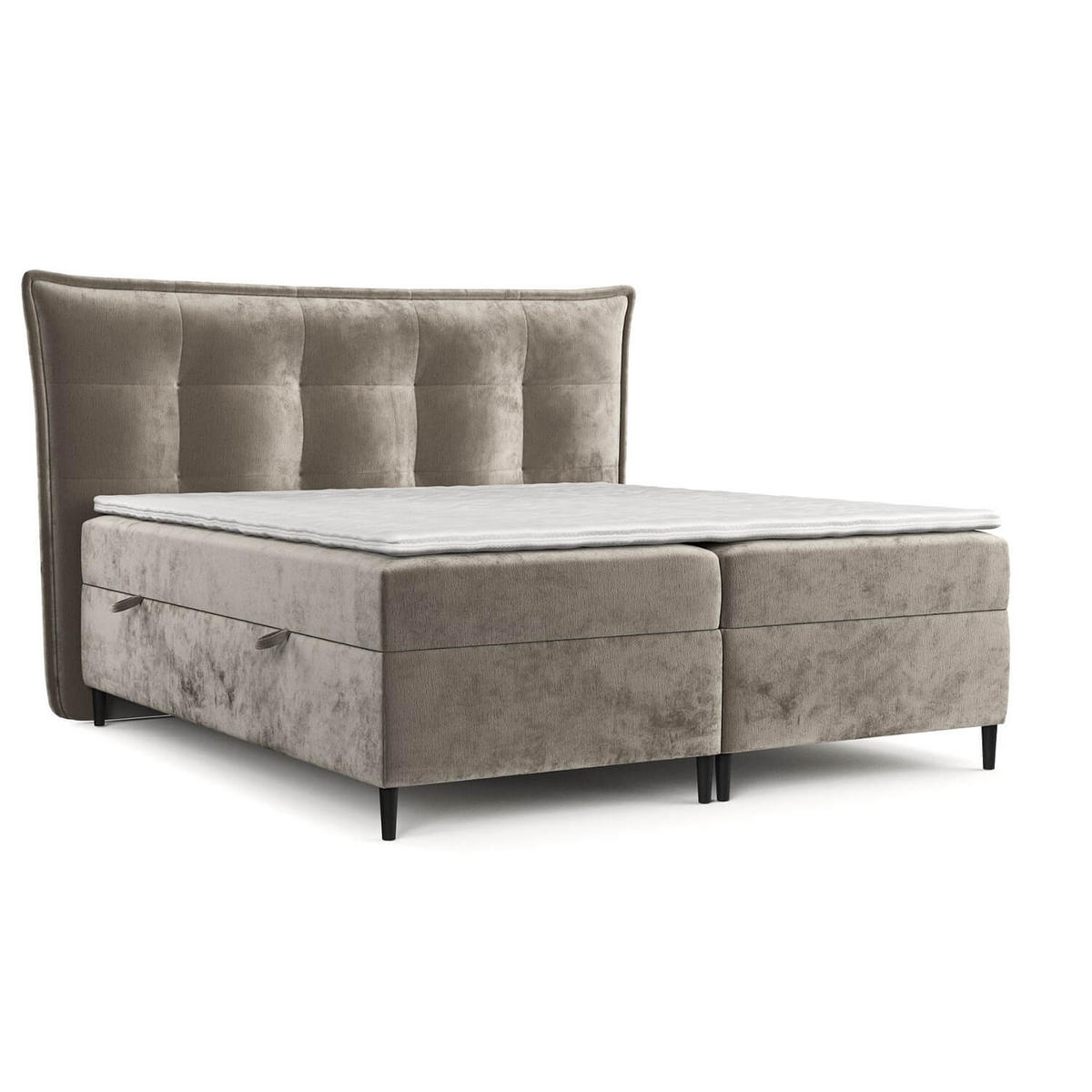 BOXBETT Las Palmas 140/200 cm Beige im Lotta Stoff - Beige/Schwarz, Holz/Holzwerkstoff (140/200cm) - AltaBeds