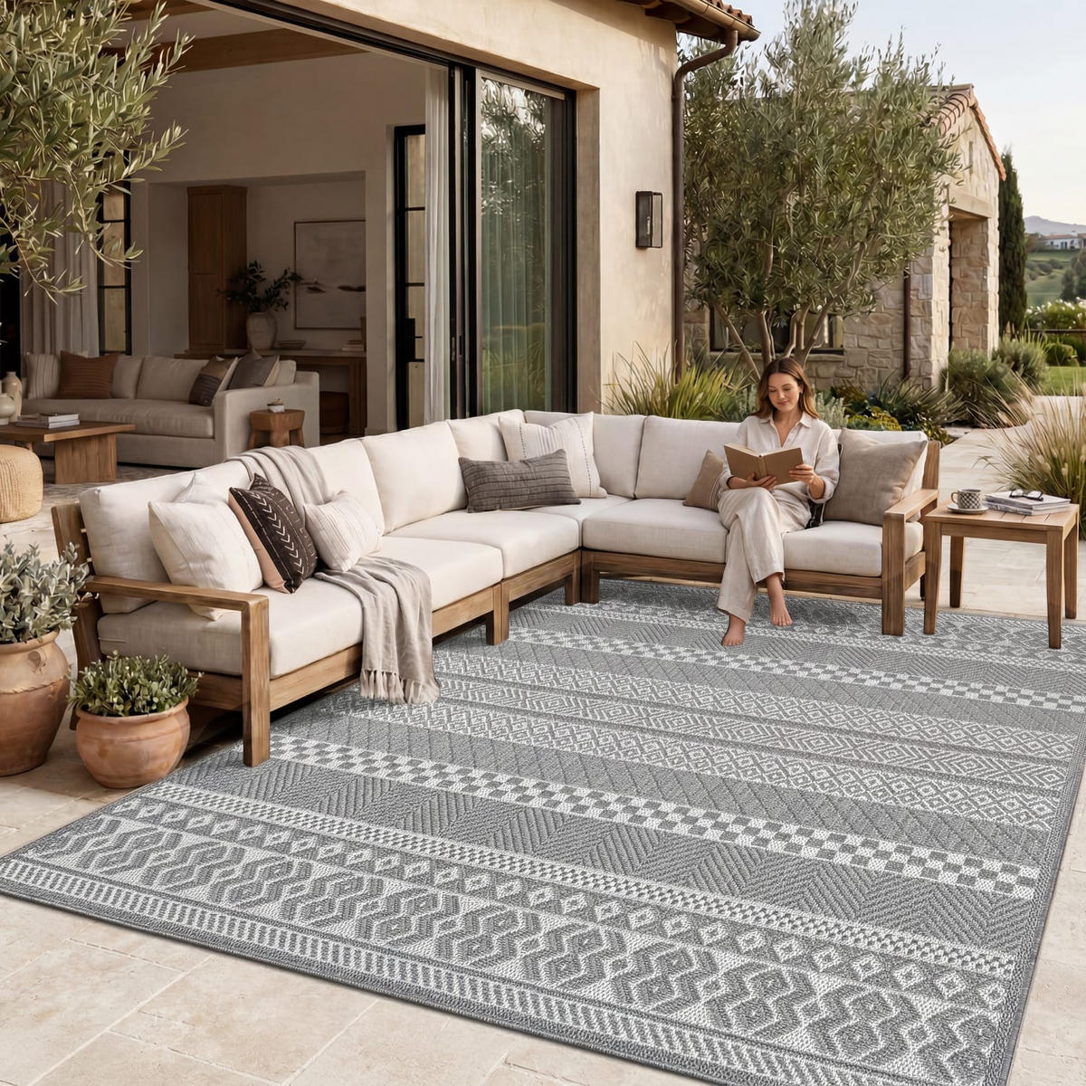 OUTDOORTEPPICH 80/150 cm Vermont 183 - Hellgrau, Kunststoff (80/150cm) - Paco Home