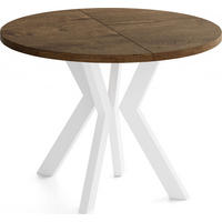 ESSTISCH Savio Weiß rund ausziehbar verlängerbar, Eiche Braun Rustikal 90-190/90/77 cm - Alteiche/Weiß, Holz/Holzwerkstoff (90/90/77cm) - WFL GROUP