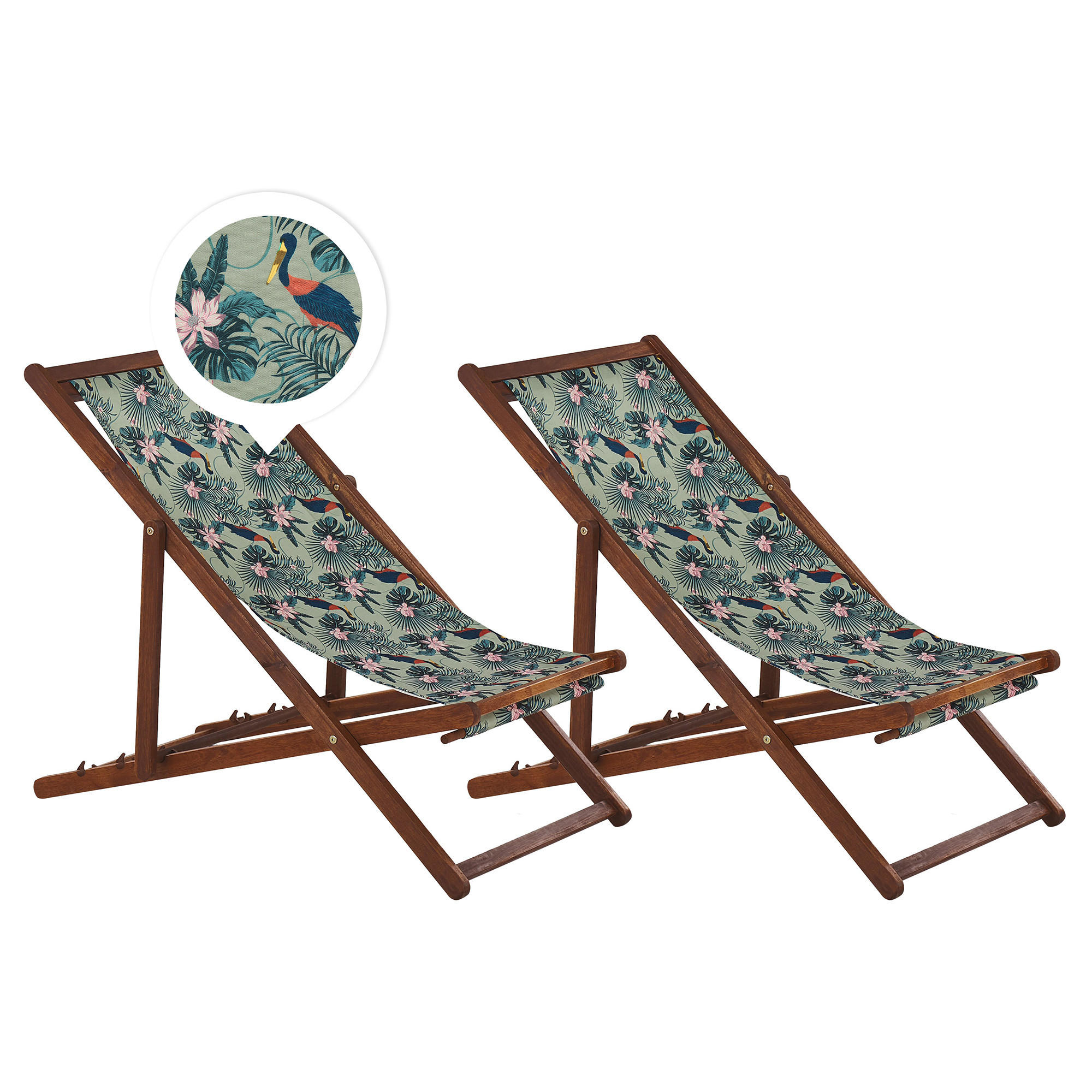 Beliani Gartenliege Dunkelbraun, Weiß, Mehrfarbig 54x70x97 cm
