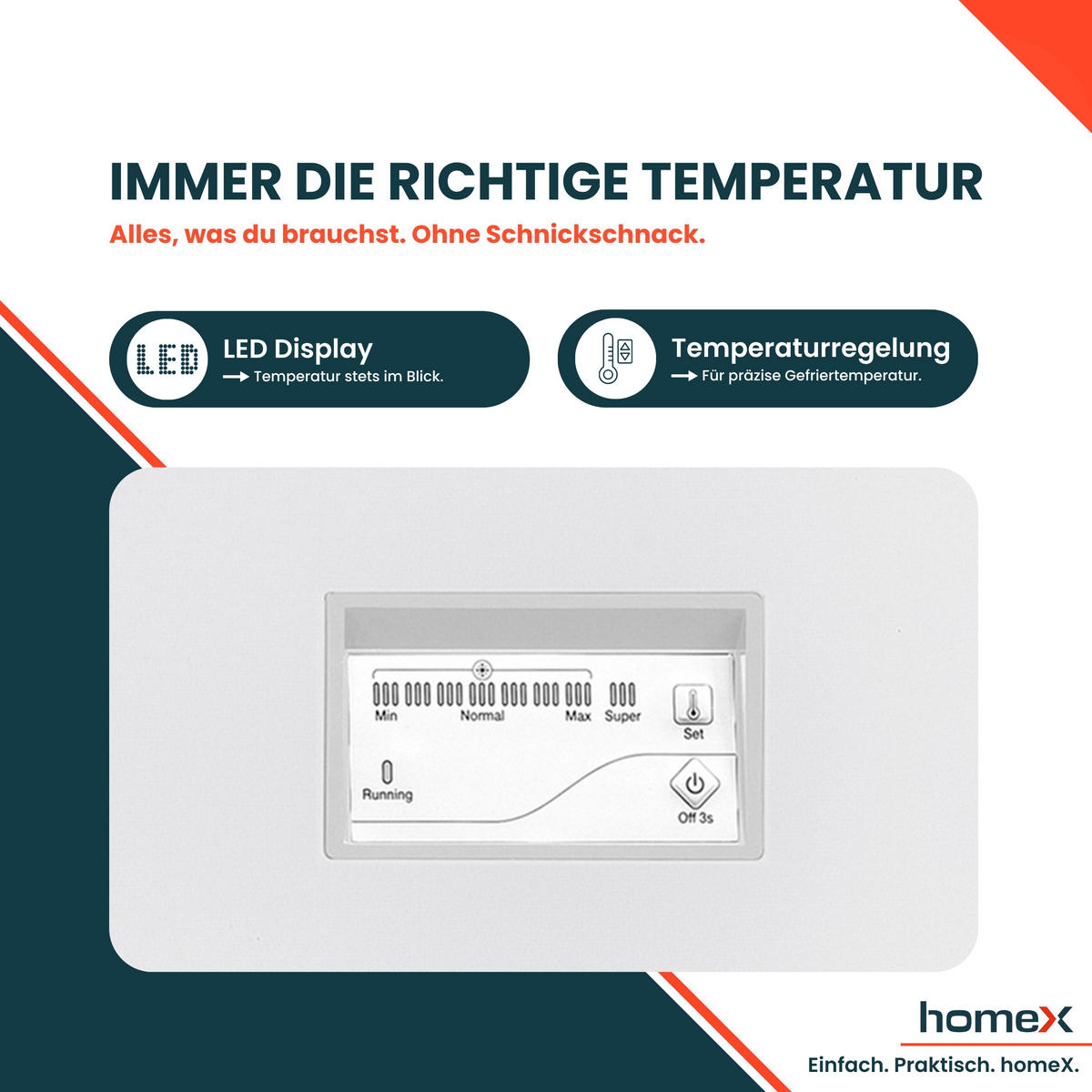 GEFRIERTRUHE, klein - 98L Nutzinhalt, 4-Sterne Gefrieren, Super-Frost-Funktion, LED-Display, inkl. Ablagekorb - Weiß, Kunststoff/Metall (54.5/84.5/54.5cm) - homeX