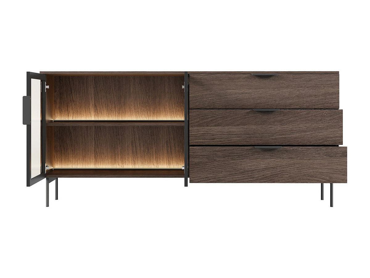 SIDEBOARD - 181.3cm x 39.3cm - MDF - naturfarben dunkel - FOGLERI - Naturfarben, Holz (181.3/82.6/39.3cm) - Vente-Unique