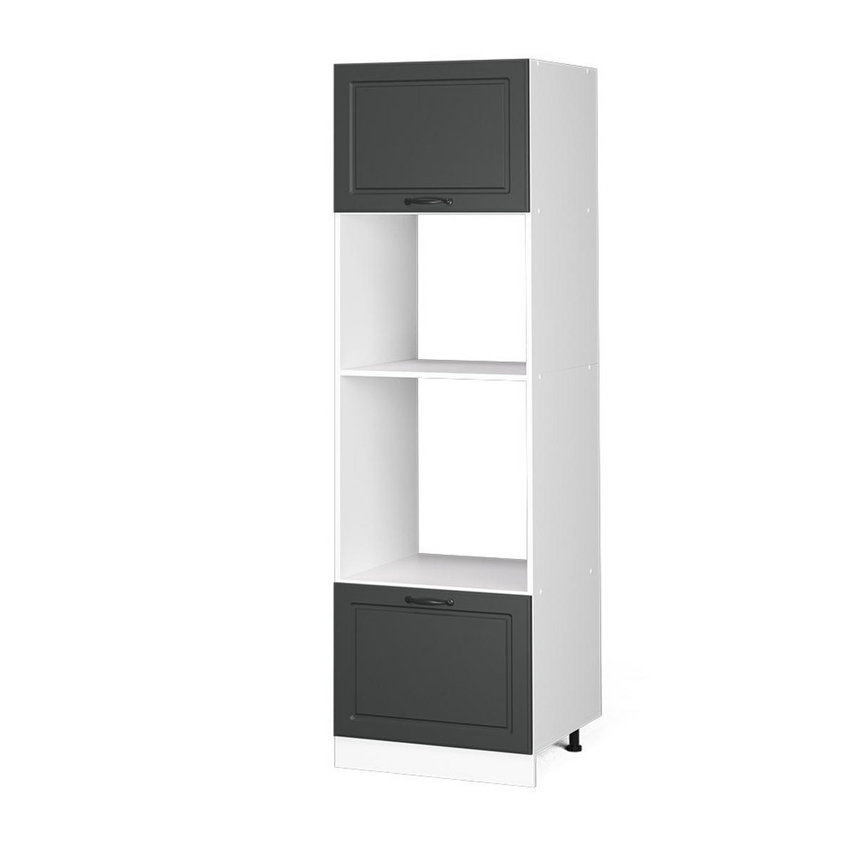 MIKROWELLENSCHRANK R-Line Anthrazit Landhaus 60 cm - Anthrazit/Weiß, Holzwerkstoff (60/206.8/57.2cm) - Vicco