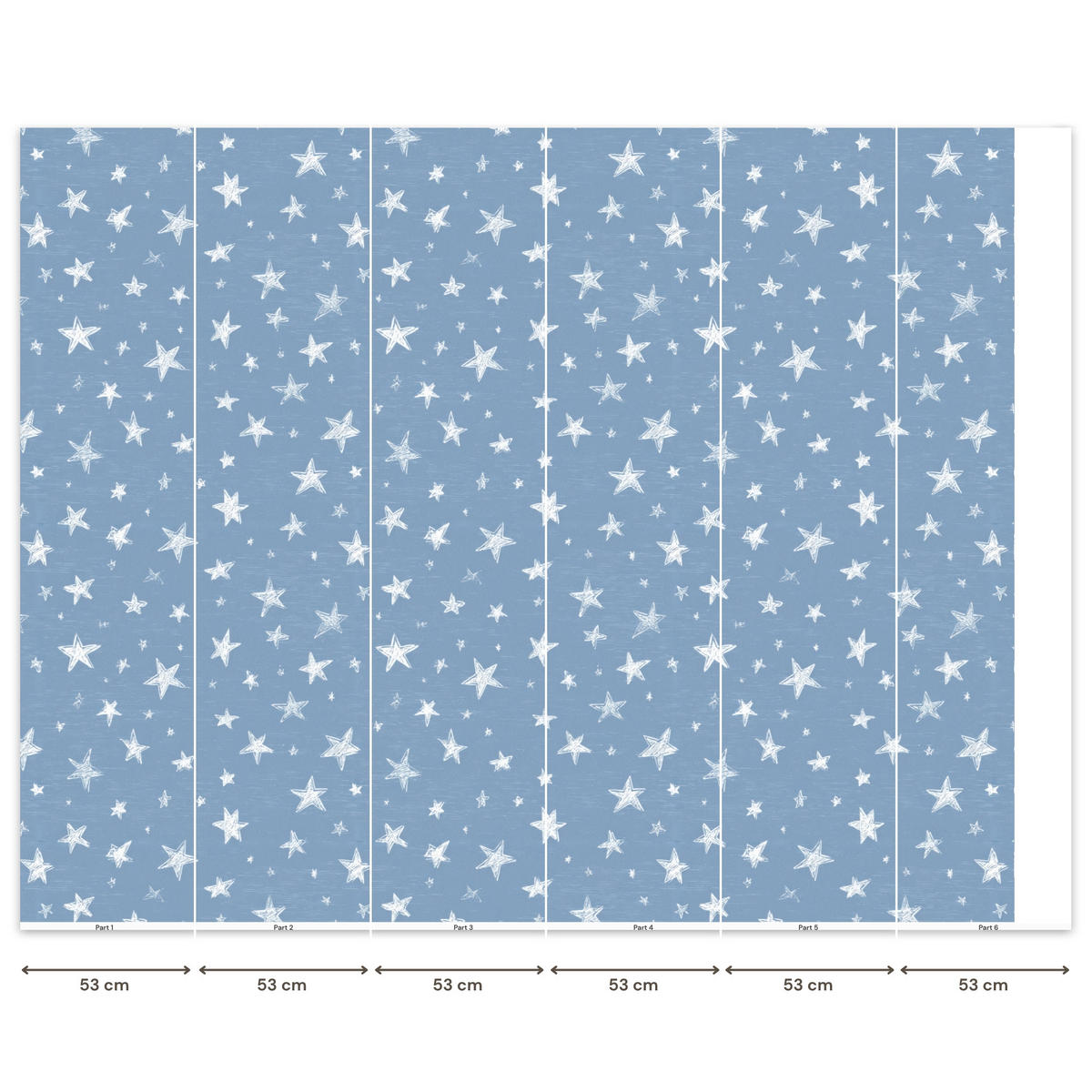 KINDERTAPETE - Sterne - Muster - Blau - 300x260 cm - Hellblau, Papier (300/260cm) - OnlyWow