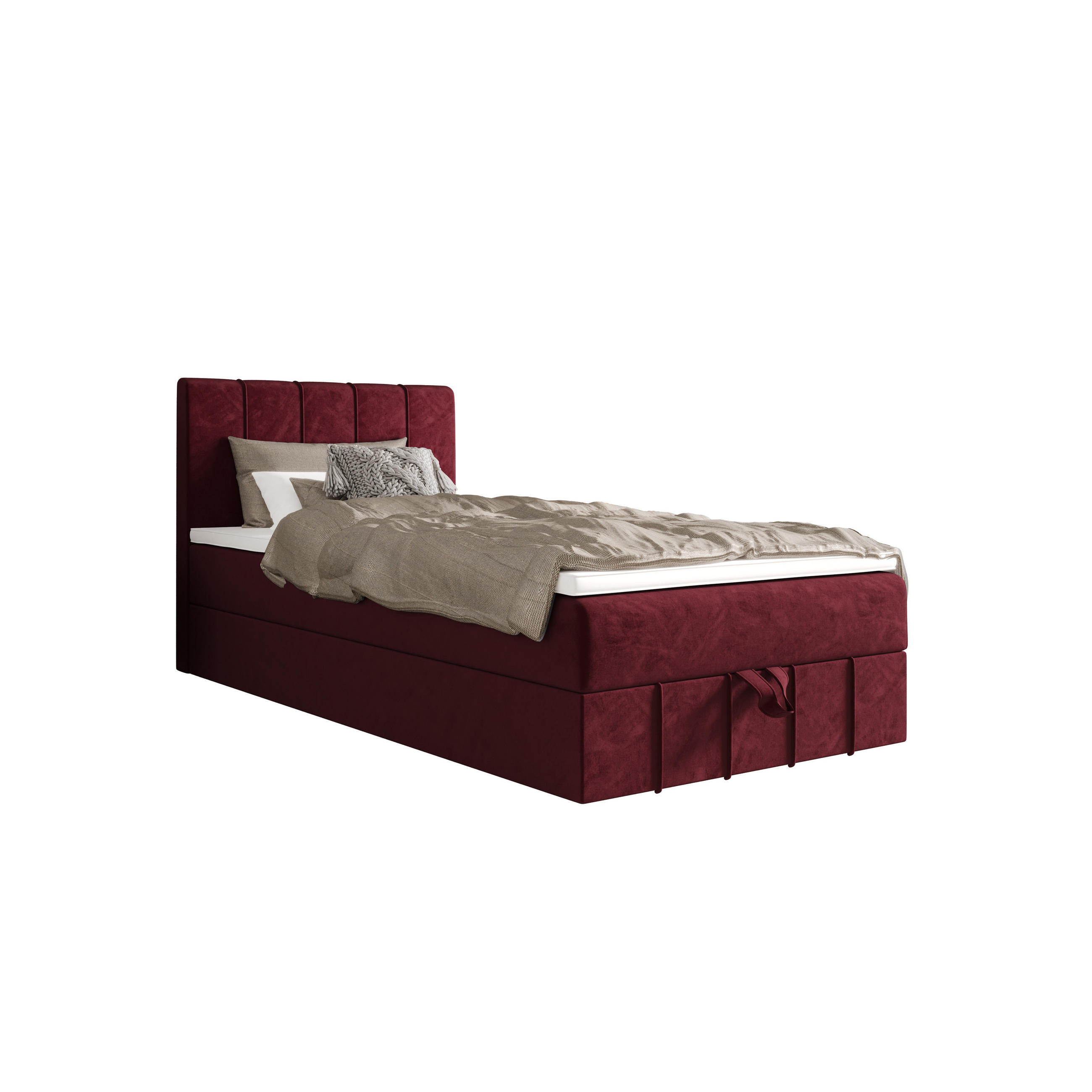 BOXBETT BAHAMA 120x200 Monolith 59, mit Matratze H3 und Topper, Rot - Rot, Holz/Kunststoff (120/200cm) - Bedante