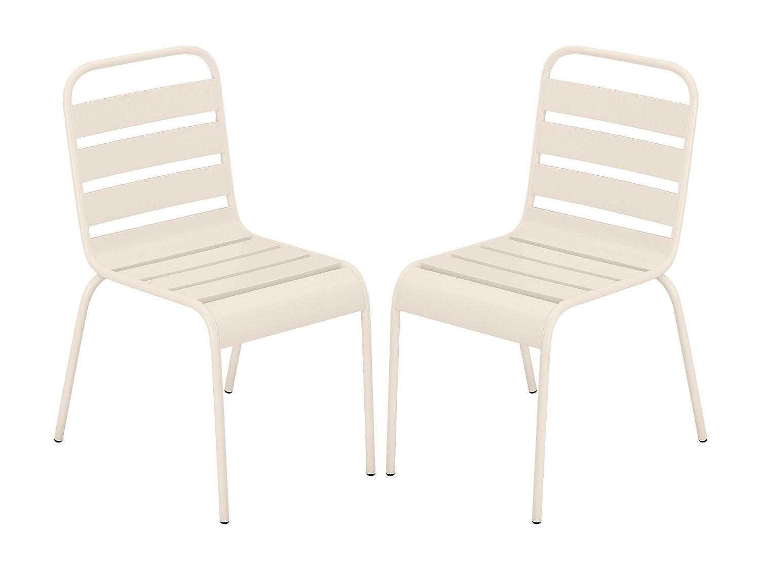 GARTENSTUHL stapelbar 2er-Set - Metall - Beige - MIRMANDE von MYLIA - Beige, Metall (59/79/47.5cm) - Vente-Unique
