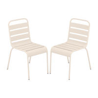 GARTENSTUHL stapelbar 2er-Set - Metall - Beige - MIRMANDE von MYLIA - Beige, Metall (47.5/79/59cm) - Vente-Unique