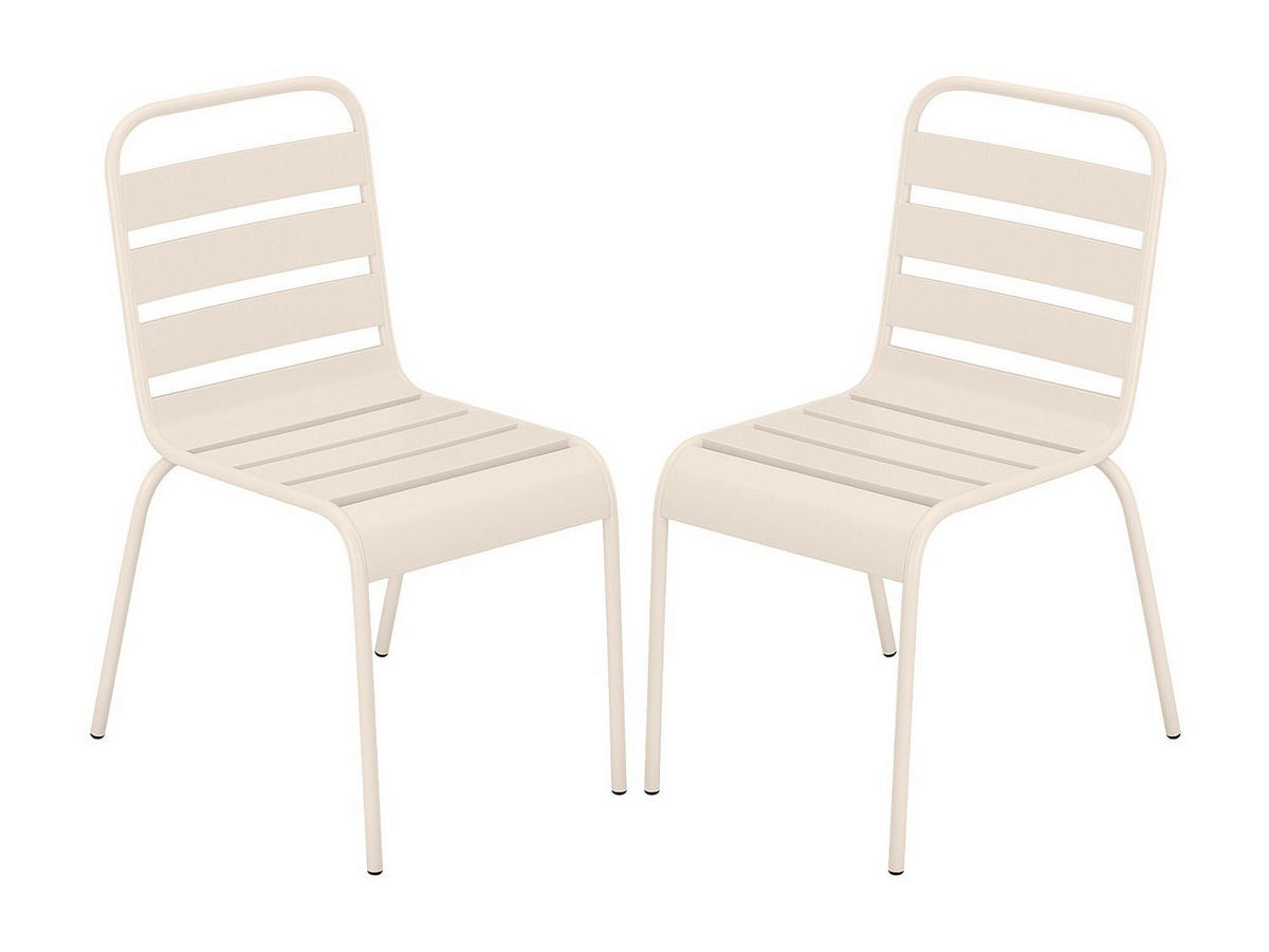 GARTENSTUHL stapelbar 2er-Set - Metall - Beige - MIRMANDE von MYLIA - Beige, Metall (47.5/79/59cm) - Vente-Unique