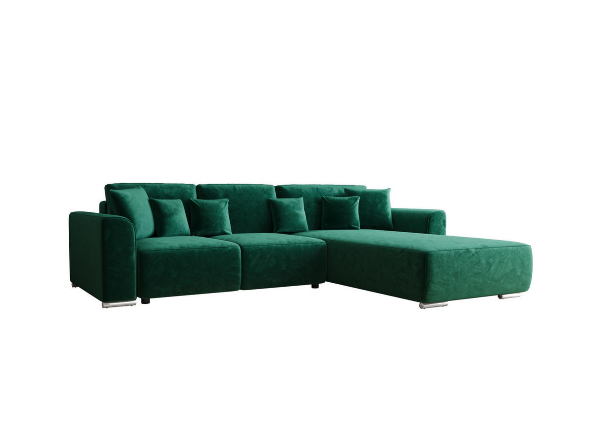 ECKSOFA GUSTO L Monolith 37 Rechts mit Schlaffunktion - Grün, Textil (279/193cm) - Bedante