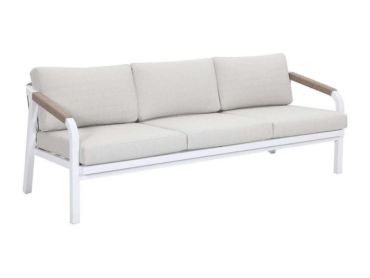 GARTENSITZGRUPPE im Set - 5 Personen - metall - beige, weiß Lureya - Beige/Weiß, Metall - Vente-Unique