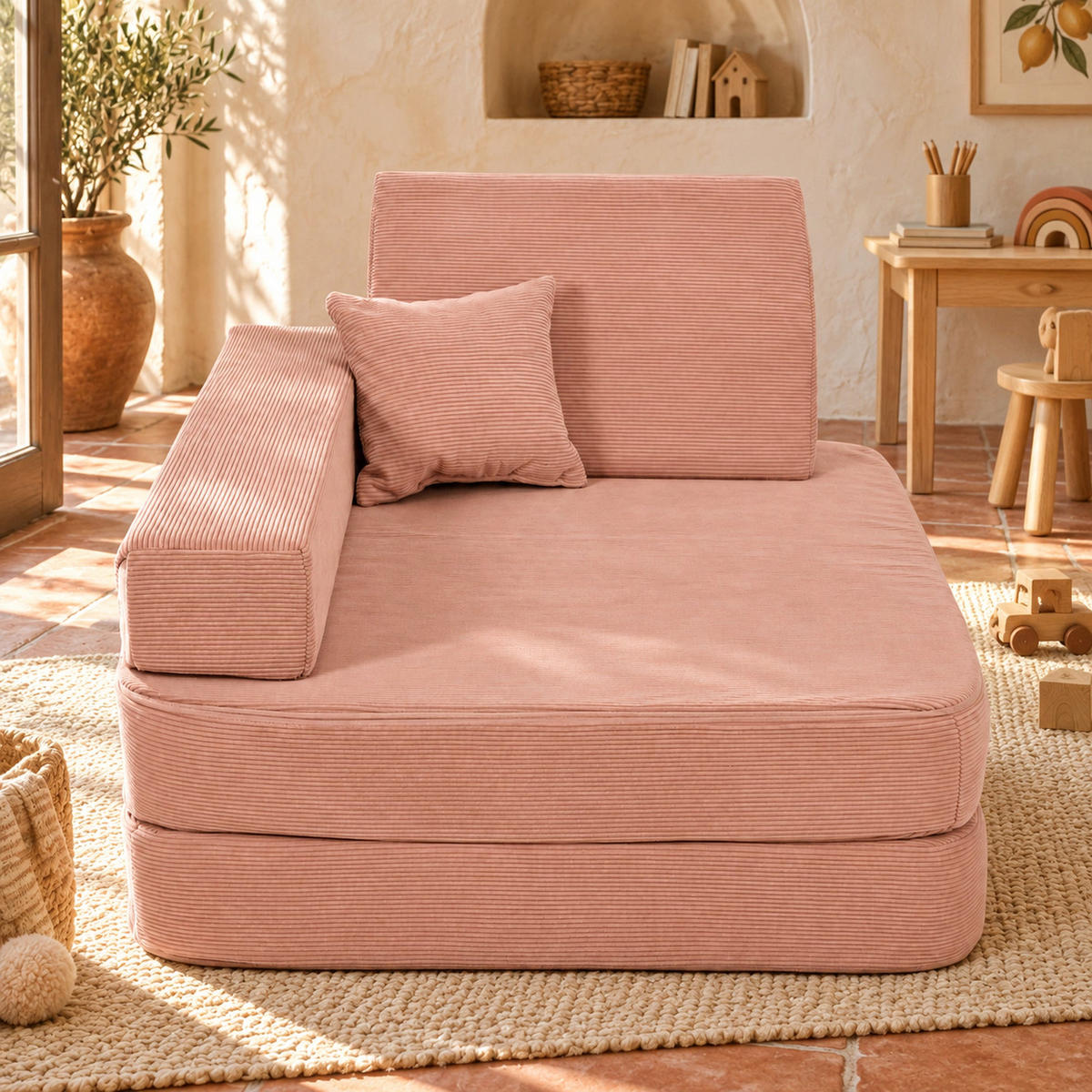 KINDERSESSEL Cordsamt Ziegel - Dunkelorange, Textil (80/24/80cm) - AngeLove