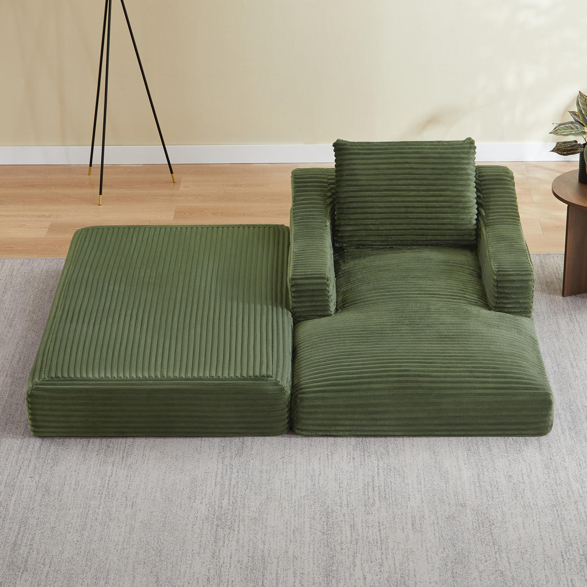 SOFAELEMENT 160/100/85 cm Grün Cord mit Aufbewahrungstasche - Grün, Textil (162/68/100cm) - Oxeza