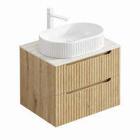 WASCHTISCH mit Doppel-Schublade Keramik Sinterstein White Oak - Weiß, Holzwerkstoff (46/62.2/60cm) - Beauniv