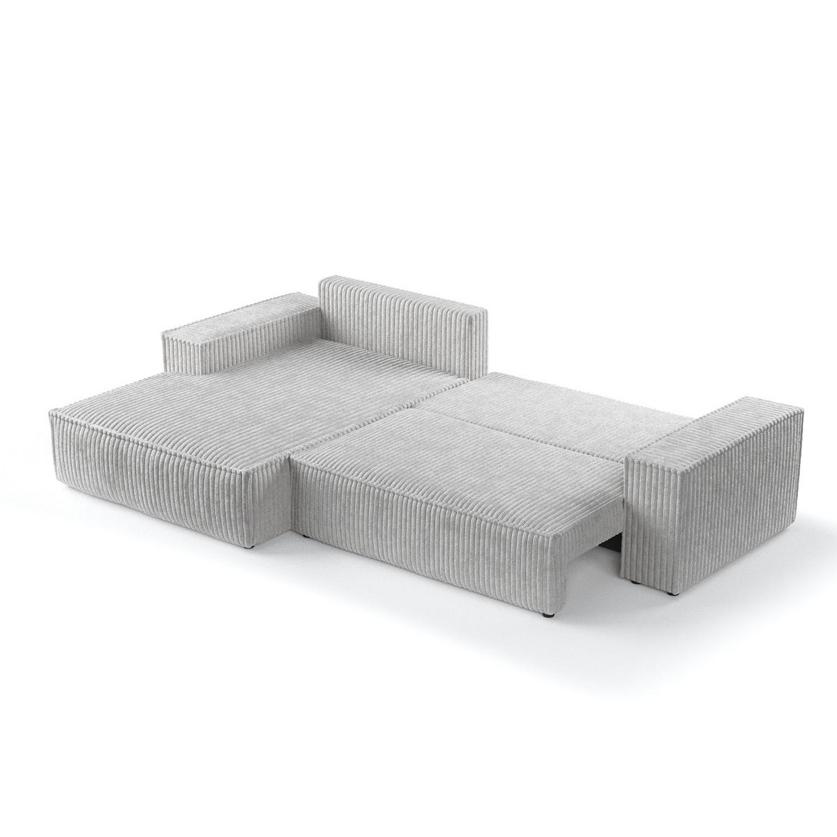 ECKSOFA Maze Grau Plüsch - Links Seite - Schwarz/Grau, Holz/Holzwerkstoff (185/294cm) - Maison de Reve